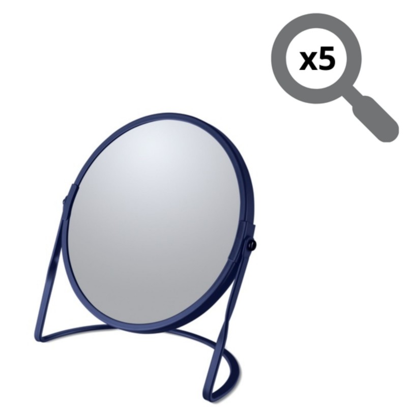 Miroir grossissant sur pied Acier AKIRA Bleu mat Spirella