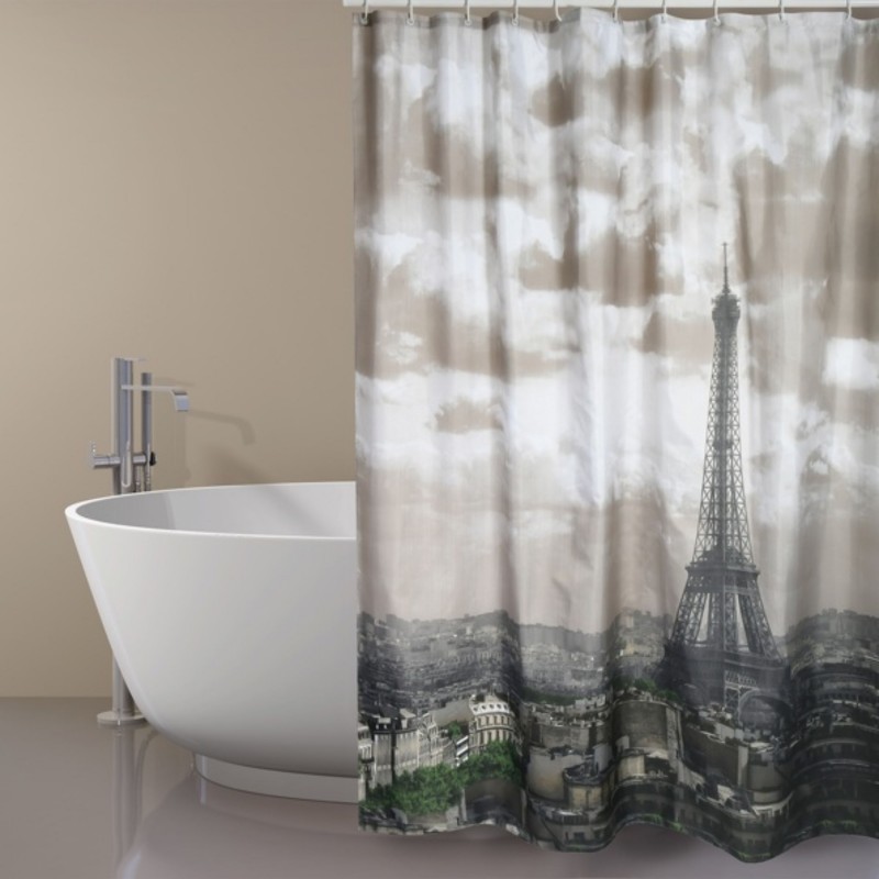 Polyester shower curtain 180x200cm Paris - Rings included MSV