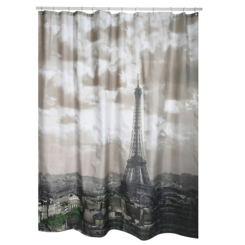 Polyester shower curtain 180x200cm Paris - Rings included MSV