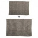 Lot de 2 Tapis de bain Microfibre CHENILLE Beige 40x60 et 60x90cm MSV