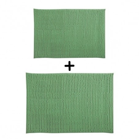 Set of 2 Microfiber bath mat CHENILLE 40x60cm & 60x90cm Basil green MSV