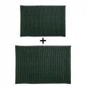Set of 2 Microfiber bath mat CHENILLE 40x60cm & 60x90cm Dark Green MSV