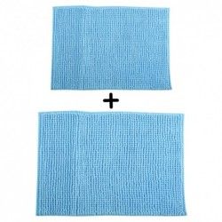 Set of 2 Microfiber bath mat CHENILLE 40x60cm & 60x90cm Light Blue MSV