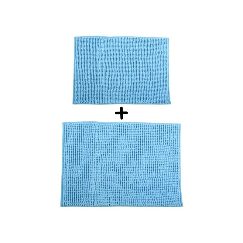 Juego de 2 alfombrillas de baño de microfibra CHENILLE 40x60 cm y 60x90 cm azul claro MSV