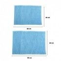 Lot de 2 tapis de bain chenille bleu clair 40x60 et 60x90 cm