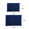 MSV 2er Set Badematte CHENILLE Mikrofaser 40x60cm & 60x90cm Dunkelblau