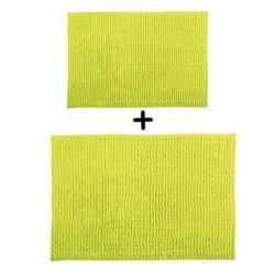 Lot de 2 Tapis de bain Microfibre CHENILLE 40x60cm & 60x90cm Vert pistache MSV