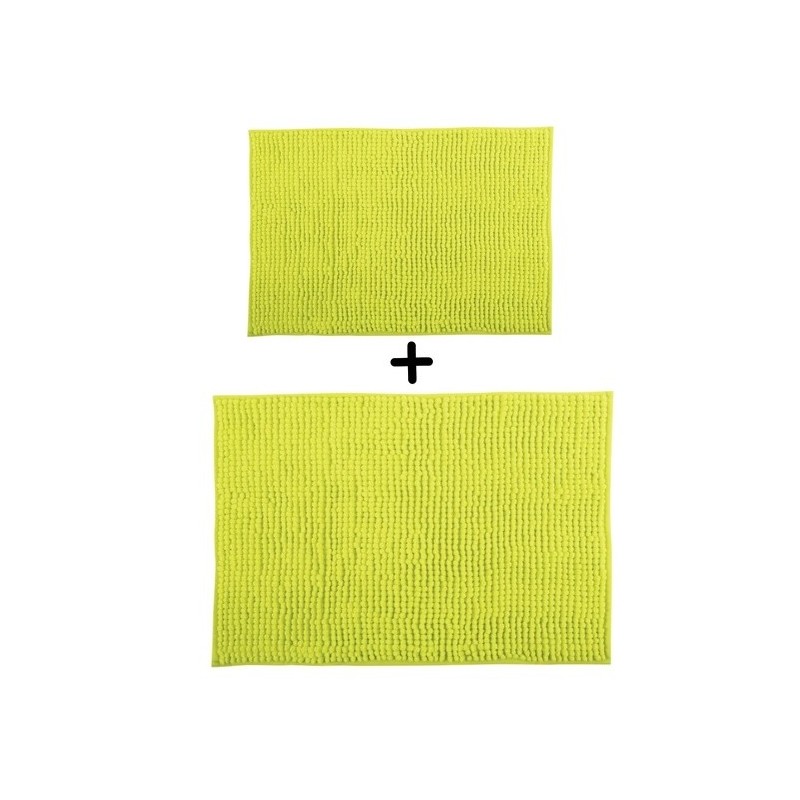 spirella Lot de 2 Tapis de bain Microfibre CHENILLE 40x60cm & 60x90cm Vert pistache MSV
