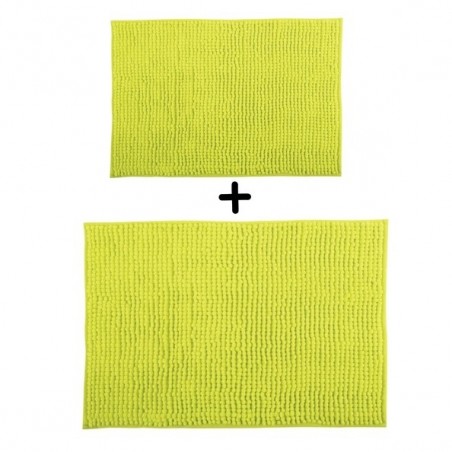 MSV 2er Set Badematte CHENILLE Mikrofaser 40x60cm & 60x90cm Pistaziengrün