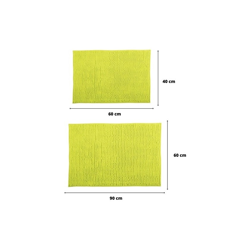 Set di 2 tappetini da bagno in microfibra CHENILLE 40x60cm e 60x90cm Verde pistacchio MSV