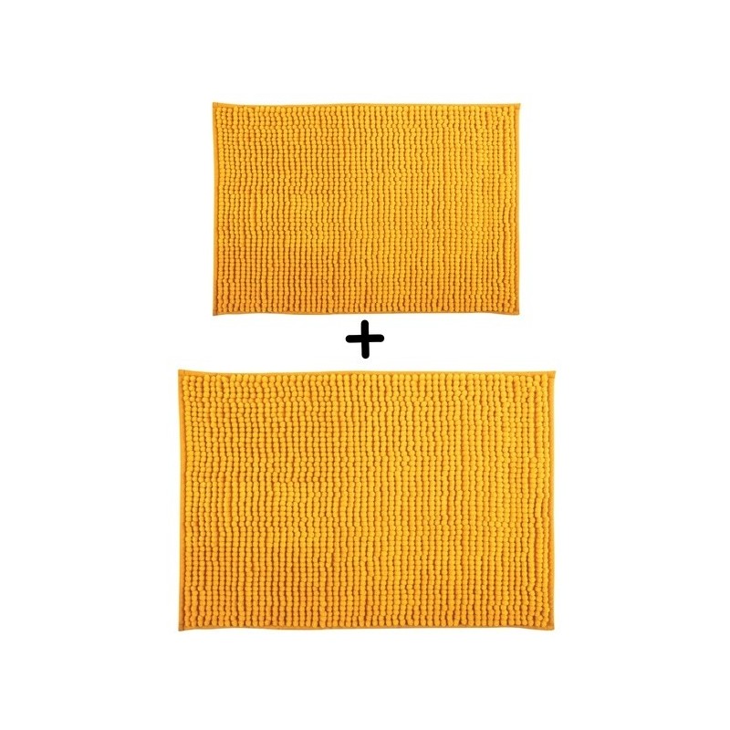 Set of 2 Microfiber bath mat CHENILLE 40x60cm & 60x90cm Saffron MSV