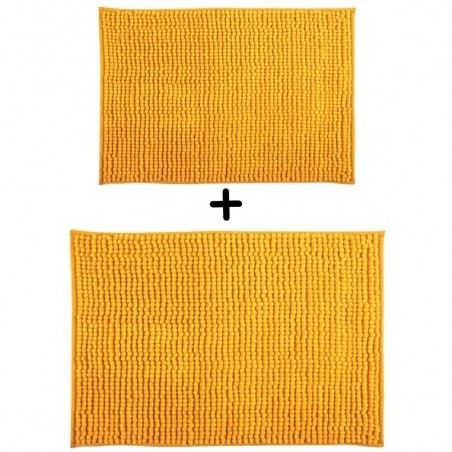 Set of 2 Microfiber bath mat CHENILLE 40x60cm & 60x90cm Saffron MSV