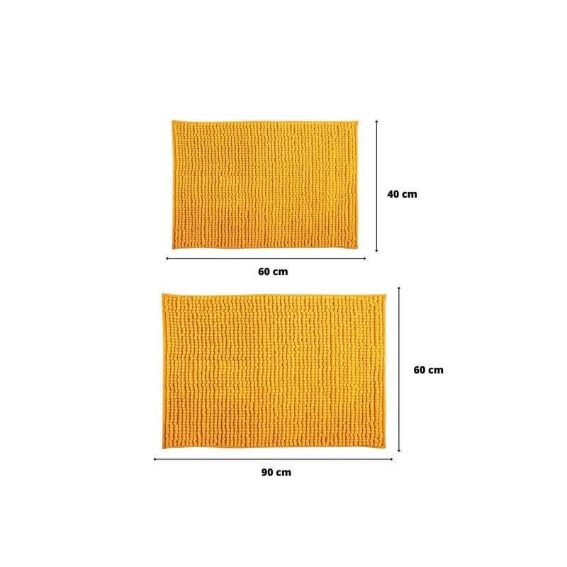 Juego de 2 alfombrillas de baño de microfibra CHENILLE 40x60 cm y 60x90 cm Azafrán MSV