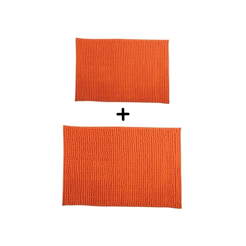 Juego de 2 alfombrillas de baño de microfibra CHENILLE 40x60 cm y 60x90 cm naranja MSV