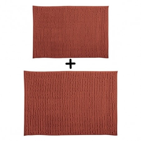 Set di 2 tappetini da bagno in microfibra CHENILLE 40x60cm e 60x90cm Terracotta MSV
