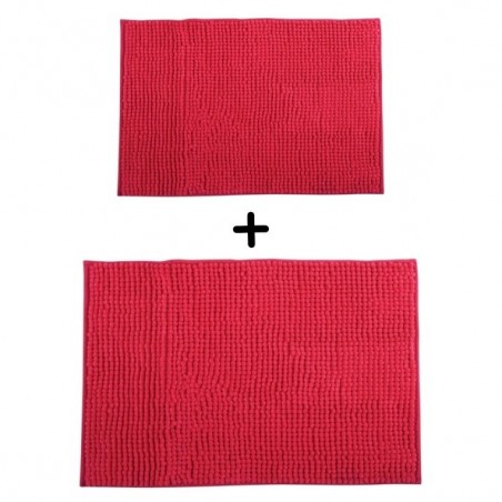 Lot de 2 Tapis de bain Microfibre CHENILLE Fuschia 40x60 et 60x90cm MSV