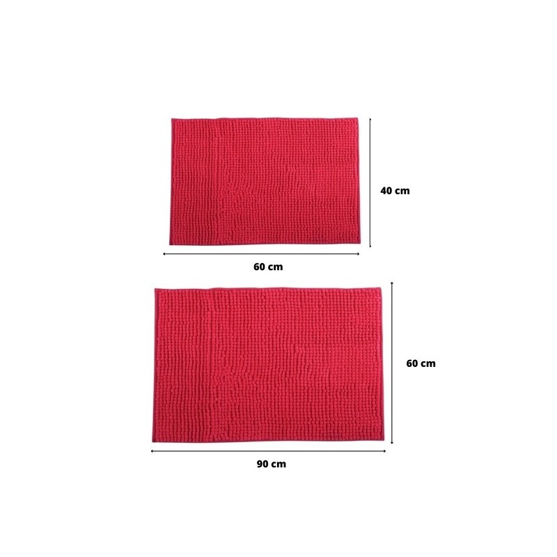 Set di 2 tappetini da bagno in microfibra CHENILLE 40x60cm e 60x90cm rosa fucsia MSV
