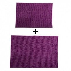 Lot de 2 Tapis de bain Microfibre CHENILLE Violet 40x60 et 60x90cm MSV