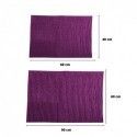 Lot de 2 Tapis de bain Microfibre CHENILLE Violet 40x60 et 60x90cm MSV