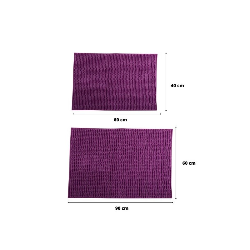 Juego de 2 alfombrillas de baño de microfibra CHENILLE, 40x60 cm y 60x90 cm, color morado MSV