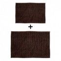 Juego de 2 alfombrillas de baño de microfibra CHENILLE 40x60 cm y 60x90 cm marrón MSV