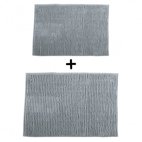 Set of 2 Microfiber bath mat CHENILLE 40x60cm & 60x90cm Light Gray MSV