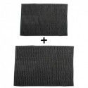 Lot de 2 Tapis de bain Microfibre CHENILLE Gris Foncé 40x60 et 60x90cm MSV