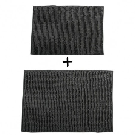 Juego de 2 alfombrillas de baño de microfibra CHENILLE 40x60 cm y 60x90 cm gris oscuro MSV