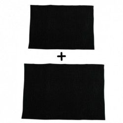 MSV 2er Set Badematte CHENILLE Mikrofaser 40x60cm & 60x90cm Schwarz
