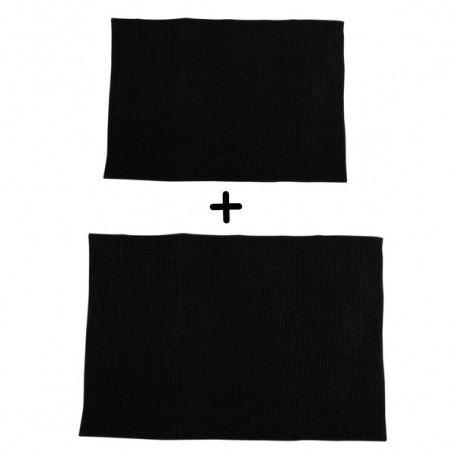 Set of 2 Microfiber bath mat CHENILLE 40x60cm & 60x90cm Black MSV