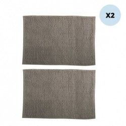 Lot de 2 tapis de bain CHENILLE 40x60cm Beige MSV