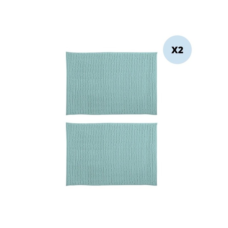 MSV 2er Set Badematte CHENILLE Mikrofaser 40x60cm Pastellgrün