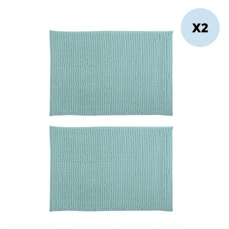 Lot de 2 tapis de bain CHENILLE 40x60 Vert Pastel MSV