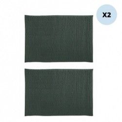 Lot de 2 tapis de bain CHENILLE 40x60 Vert Foncé