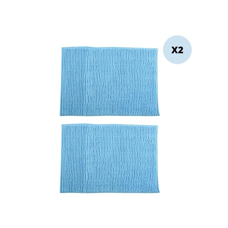 spirella Lot de 2 tapis de bain CHENILLE 40x60 Bleu Clair