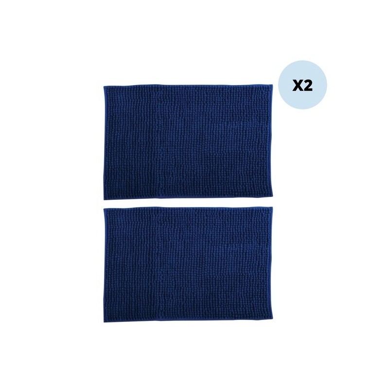 Set of 2 Microfiber bath mat CHENILLE 40x60cm Dark Blue MSV