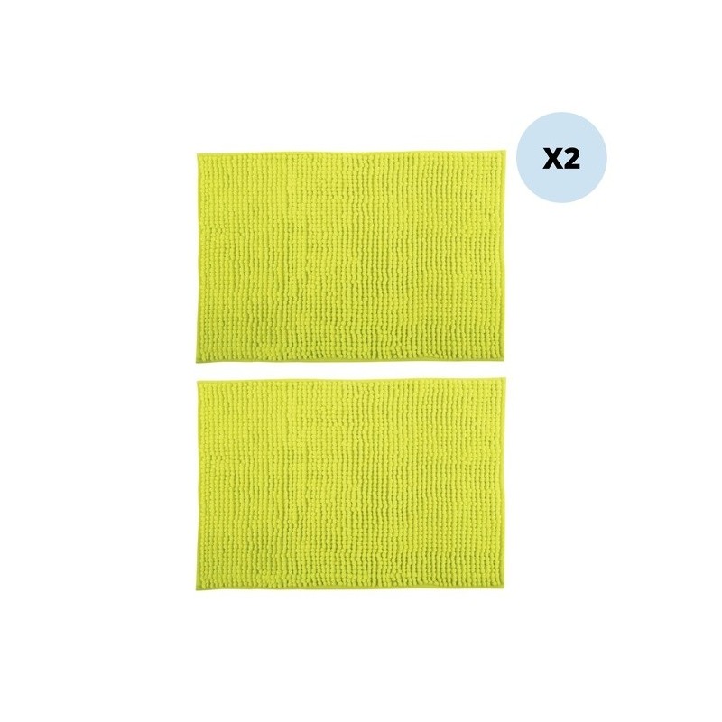 Set 2 tappetini da bagno CINIGLIA in microfibra 40x60cm Verde Pistacchio MSV