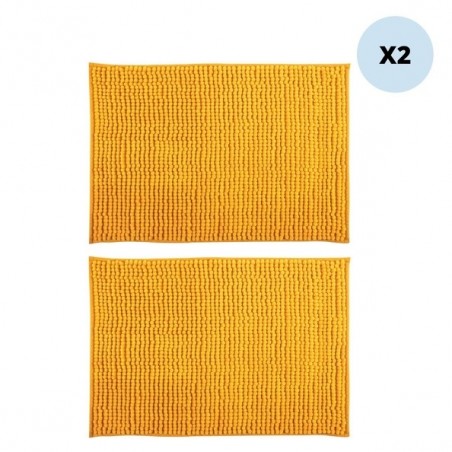 Set of 2 Microfiber bath mat CHENILLE 40x60cm Saffron MSV