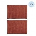 MSV 2er Set Badematte CHENILLE Mikrofaser 40x60cm Terrakotta