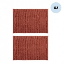 Lot de 2 tapis de bain CHENILLE 40x60 Terracotta MSV