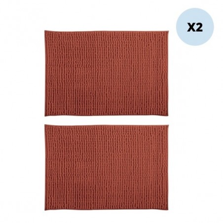 Lot de 2 tapis de bain CHENILLE 40x60 Terracotta MSV