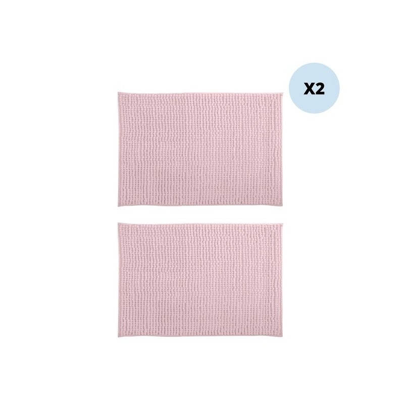 spirella Lot de 2 tapis de bain CHENILLE 40x60 Rose Pastel MSV