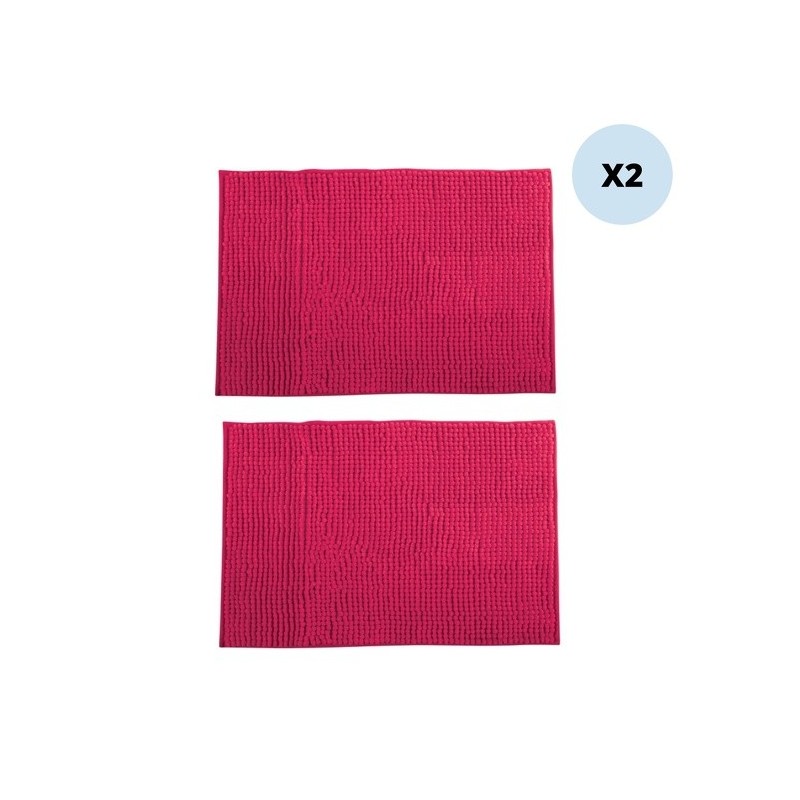 Set of 2 Microfiber bath mat CHENILLE 40x60cm Pink Fuschia MSV