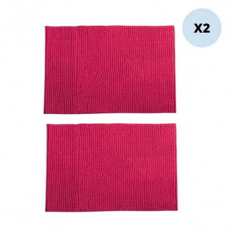 Juego de 2 alfombras de baño de CHENILLA microfibra 40x60cm Rosa Fucsia MSV