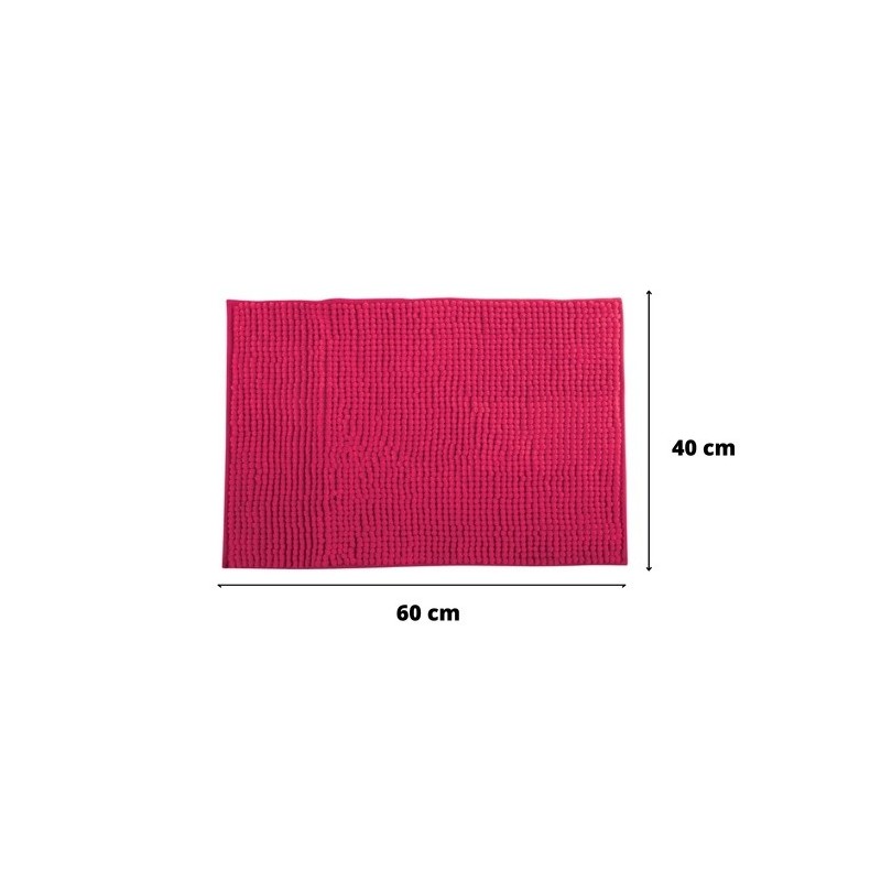 MSV 2er Set Badematte CHENILLE Mikrofaser 40x60cm Fuchsia Pink