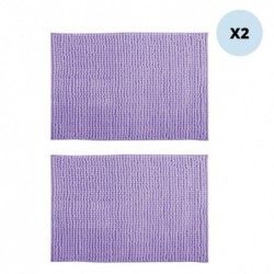 Lot de 2 tapis de bain CHENILLE 40x60cm Lavande MSV