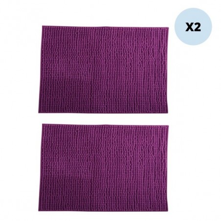 Lot de 2 tapis de bain CHENILLE 40x60cm Violet MSV