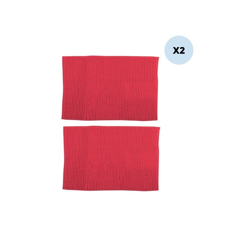 Set of 2 Microfiber bath mat CHENILLE 40x60cm Red MSV