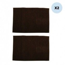 Lot de 2 tapis de bain CHENILLE 40x60cm Chocolat MSV