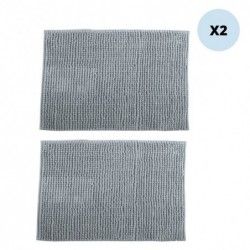 Juego de 2 alfombras de baño CHENILLE Microfibra 40x60cm Gris claro MSV